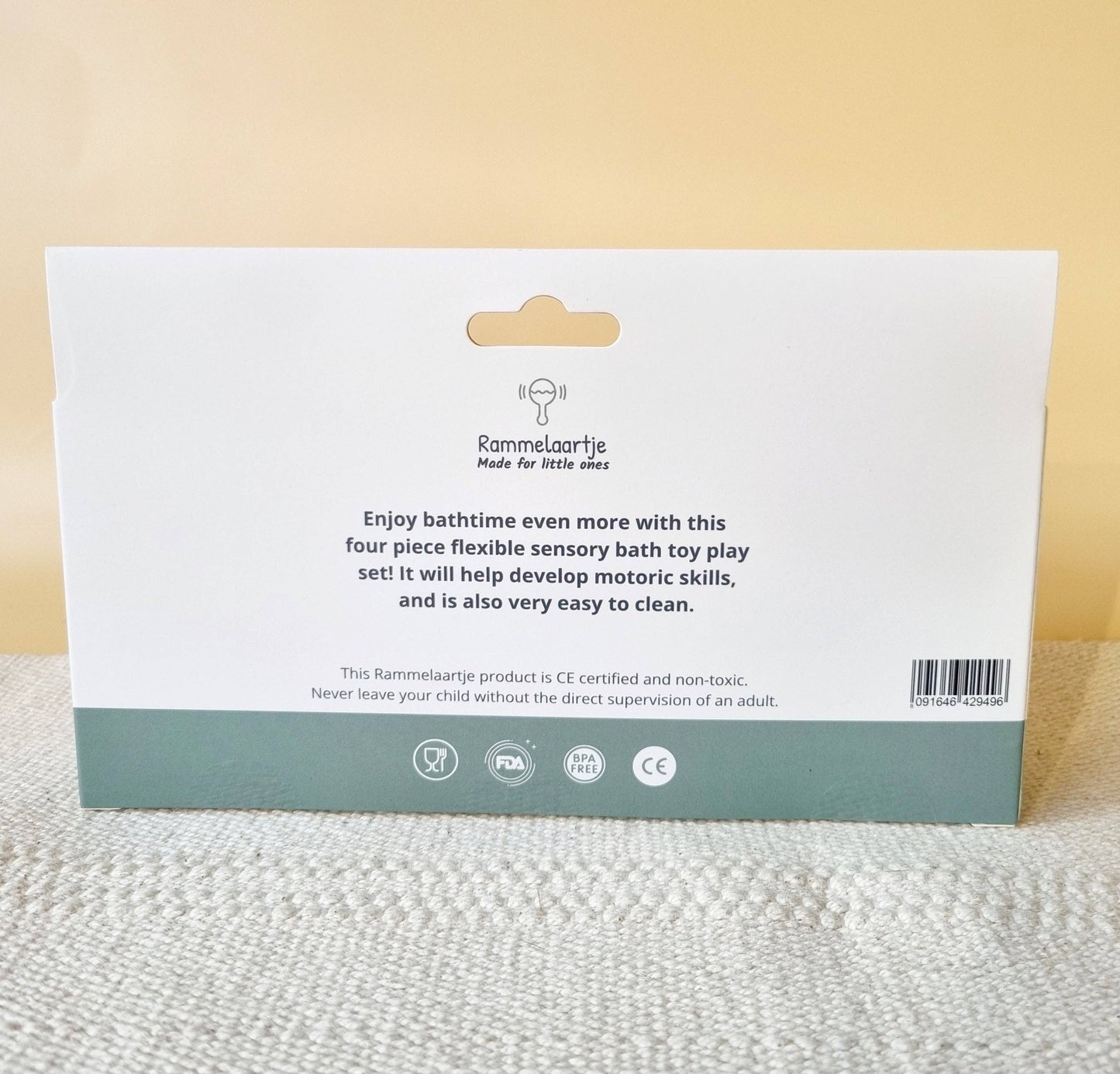 packaging Jouets de bain en silicone (Set de 4) animaux tons naturels - Rammelaartje