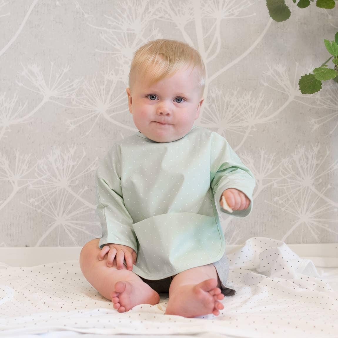Bavoir à Manches en Coton Bio - Soft Mint Dotty | Summerville Organic
