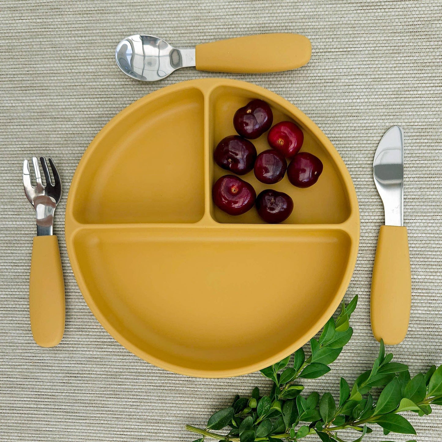 Set de Couverts Enfants en Inox et Silicone Ocre - Summerville Organic
