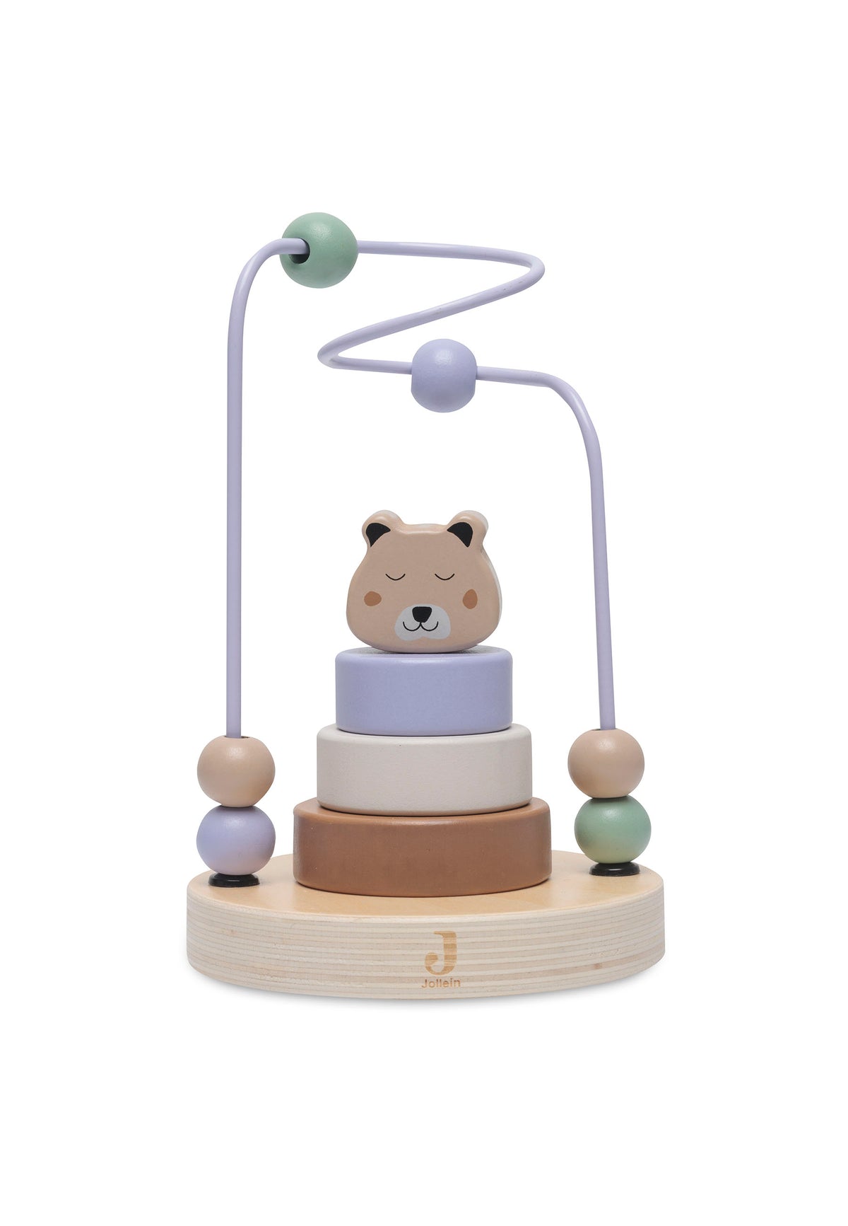 Tour a empiler en bois naturel avec tete d ours pour bebe Jollein