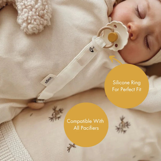 Attache-sucette en coton biologique et bois crème - Saga Copenhagen