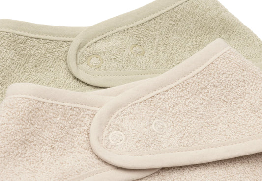 Lot de 2 bavoirs bandana Soft Matcha et Sand en coton Jollein