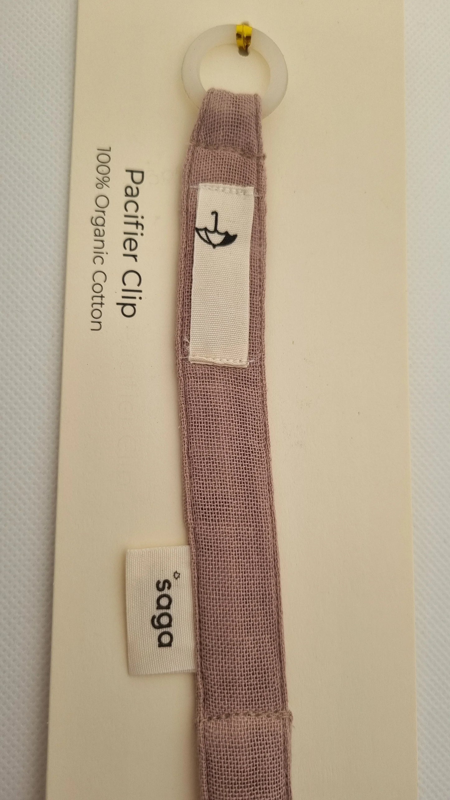 Attache-sucette coton bio Mauve - Sécurité EN12586 et bois de hêtre