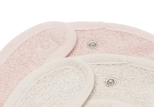 Lot de 2 bavoirs éponge avec pression Silk Rose et Sand Jollein