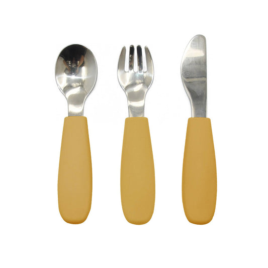 Set de Couverts Enfants en Inox et Silicone Ocre - Summerville Organic