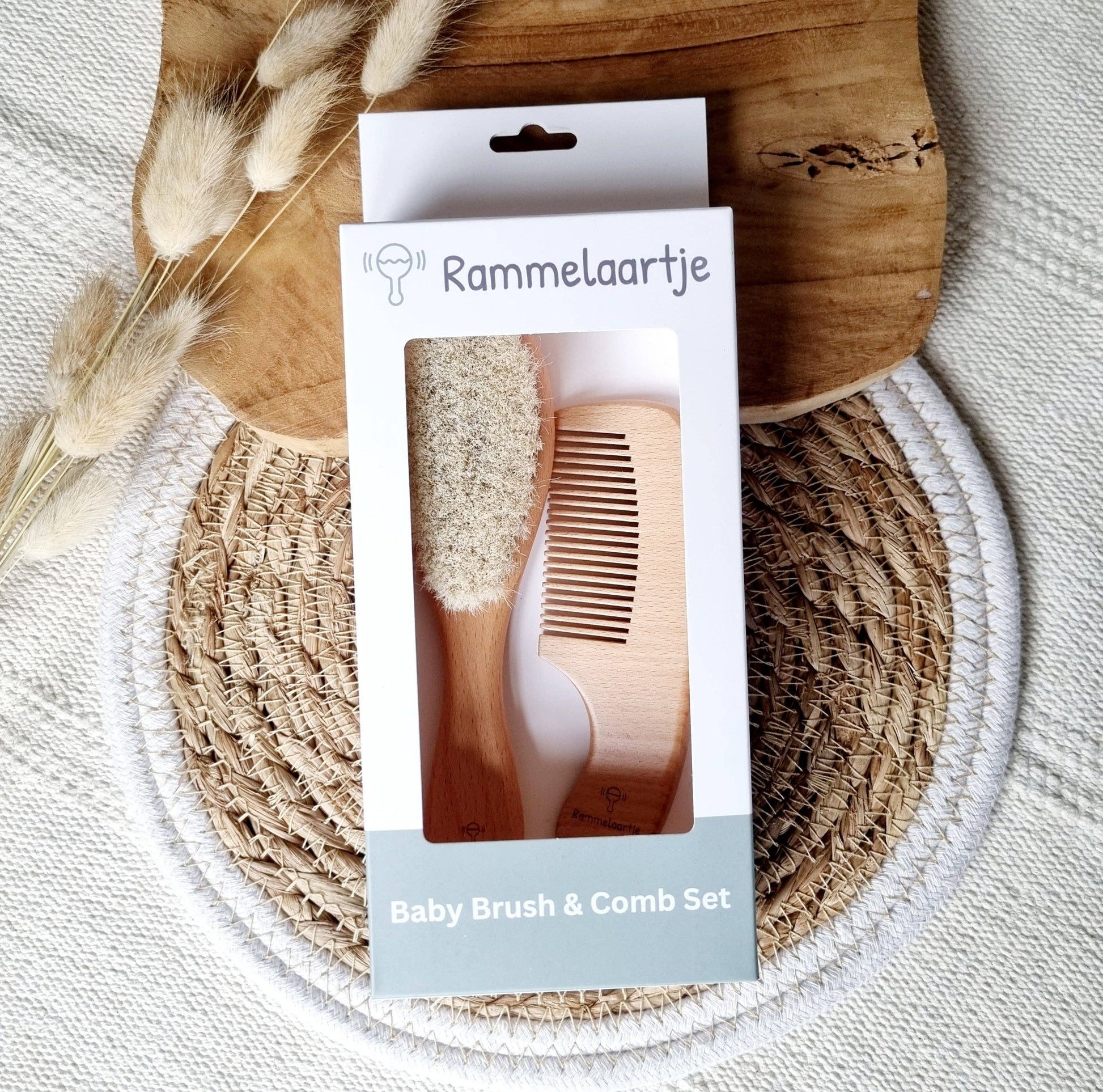 Ensemble brosse et peigne en bois de hêtre pour bébé - Rammelaartje