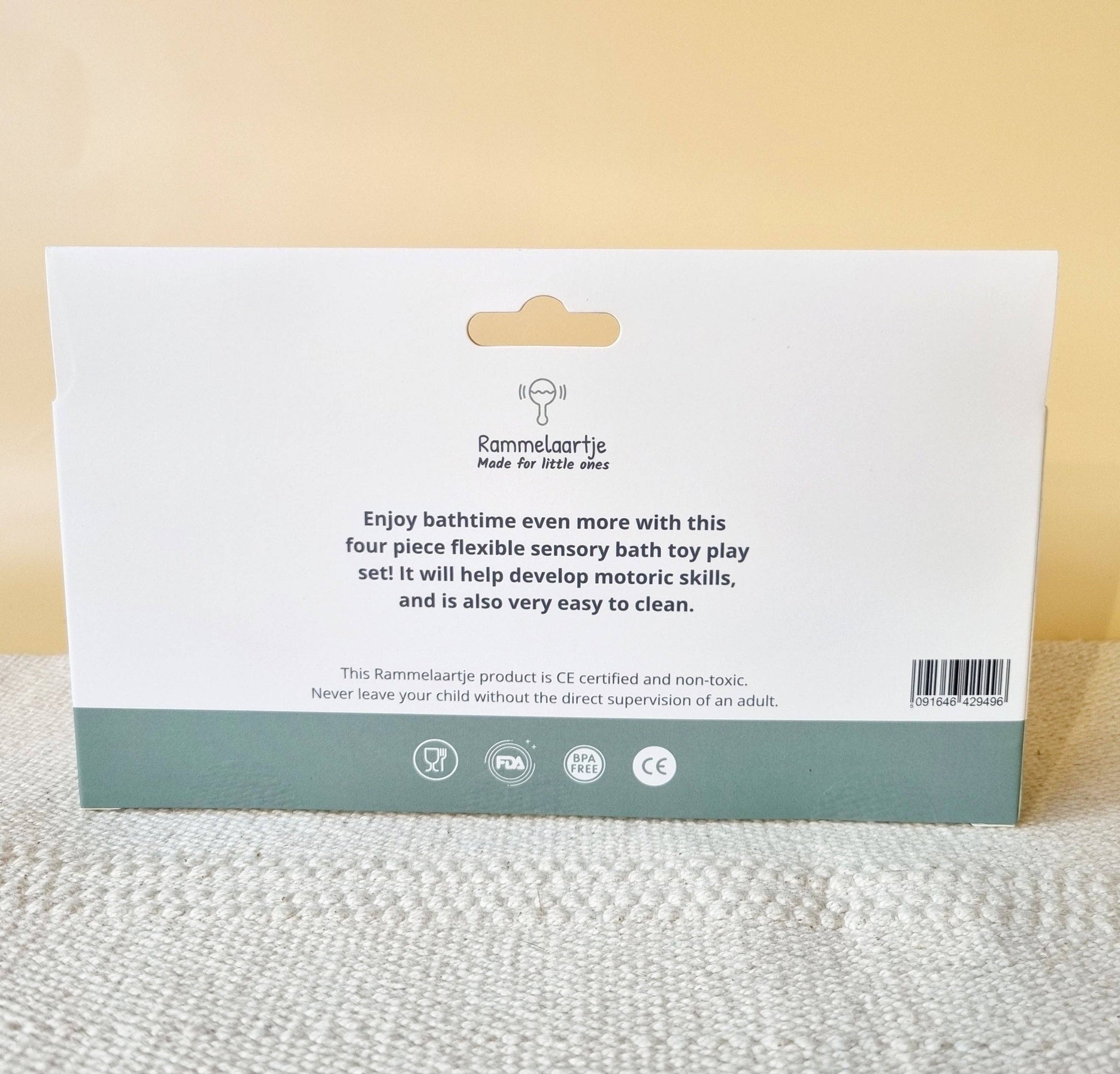 packaging Jouets de bain en silicone (Set de 4) animaux tons naturels - Rammelaartje