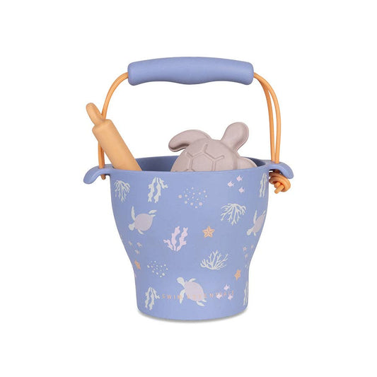 Set de plage en silicone avec seau, pelle et moules multicolore Coral Bliss