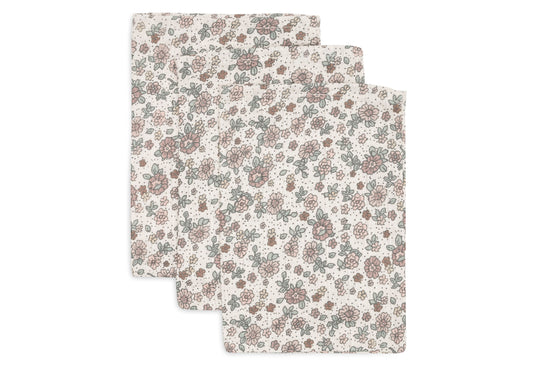 Lot de 3 gants de toilette Retro Flowers gaze de coton - Jollein 