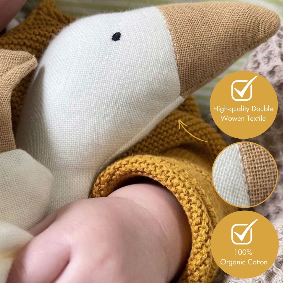 Doudou oie en coton Bio avec attache sucette - couleur crème - dès la naissance - Saga Copenhagen