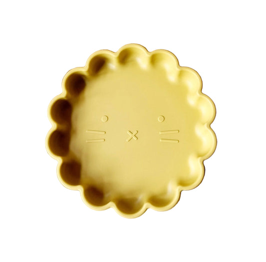 Assiette ventouse en silicone lion jaune moutarde (Ø 17 cm) - Rammelaartje