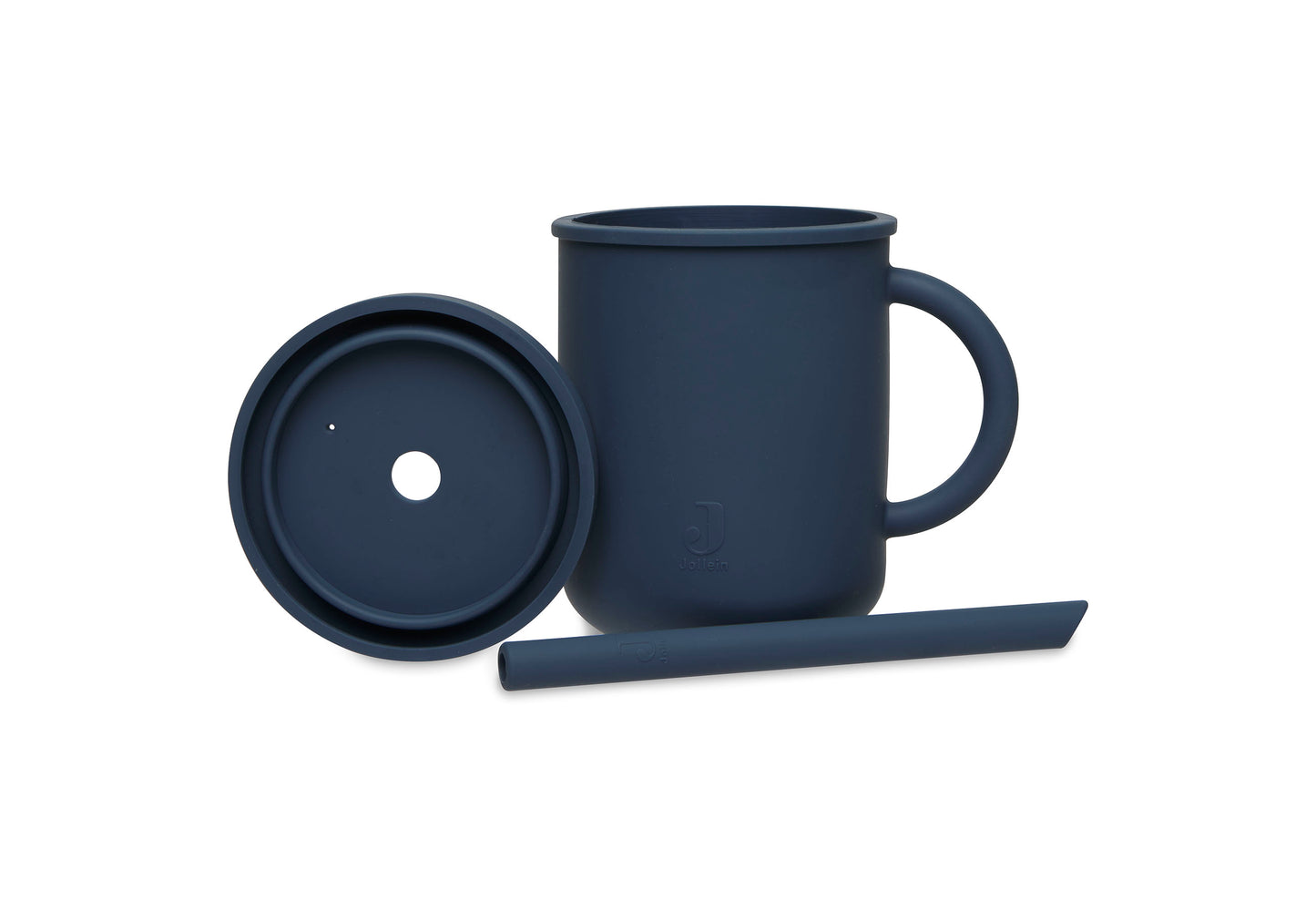 Gobelet avec paille en silicone blue jeans - Jollein
