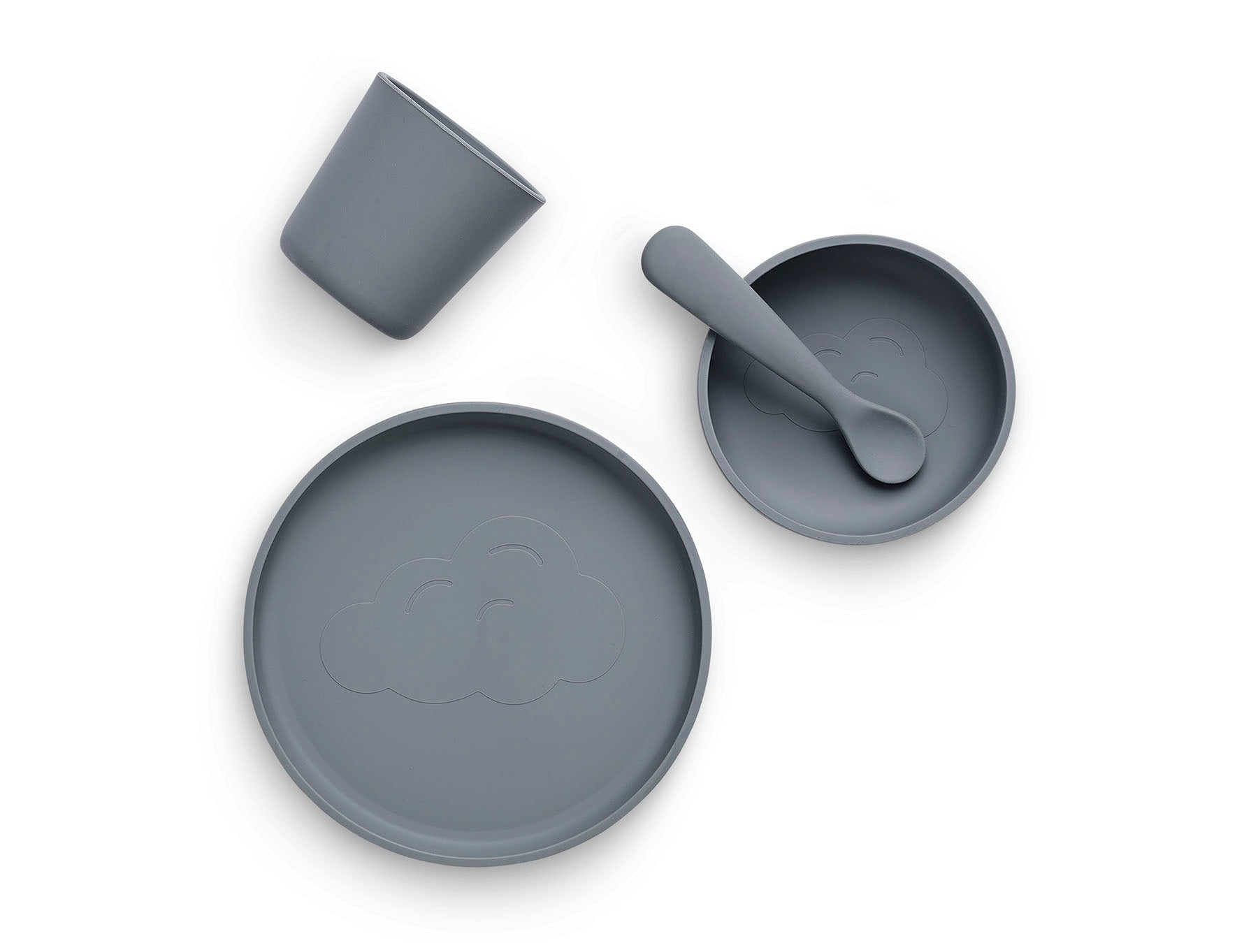 Coffret Repas Silicone Storm grey 4 pièces - Jollein