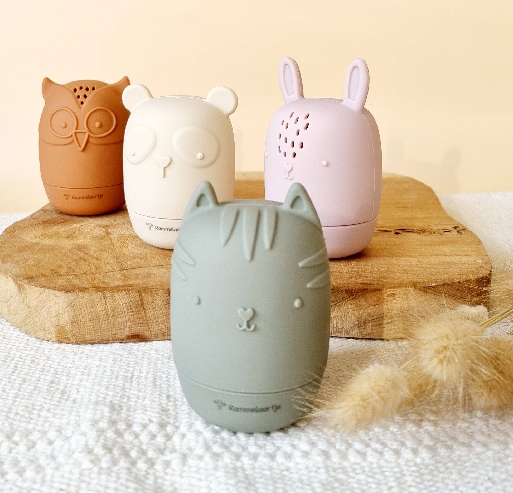 Jouets de bain en silicone (Set de 4) animaux tons naturels - Rammelaartje