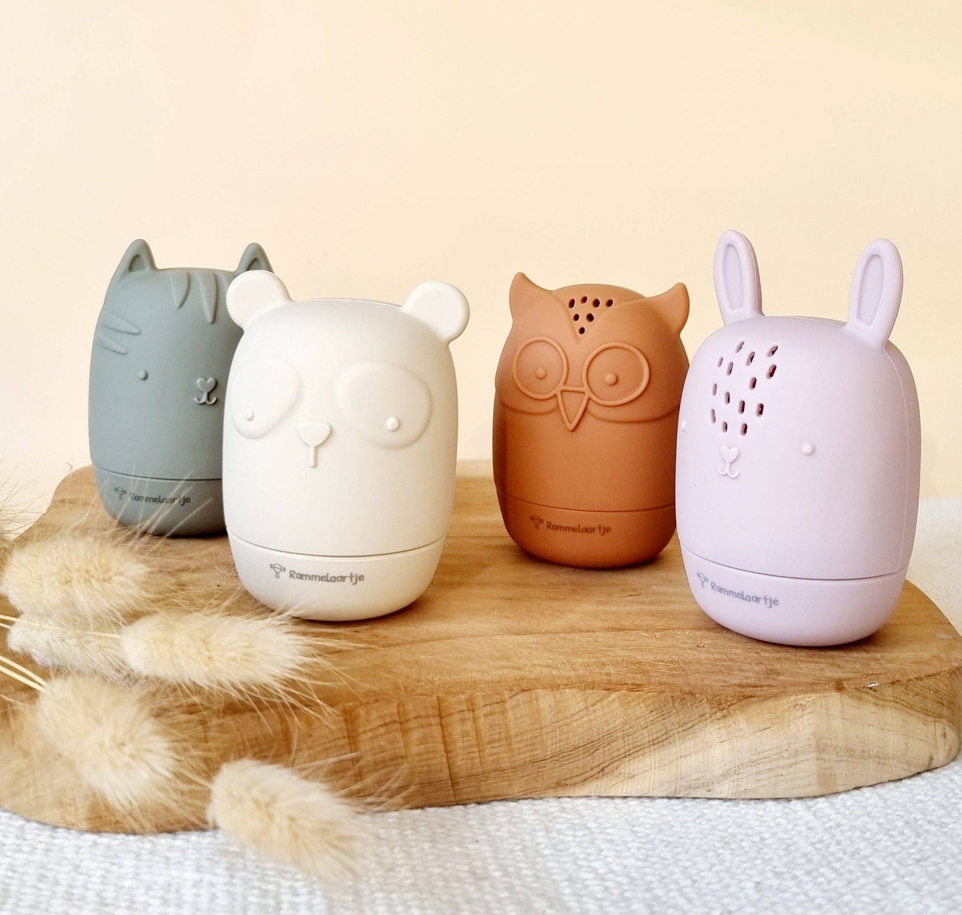 Jouets de bain en silicone (Set de 4) animaux tons naturels - Rammelaartje