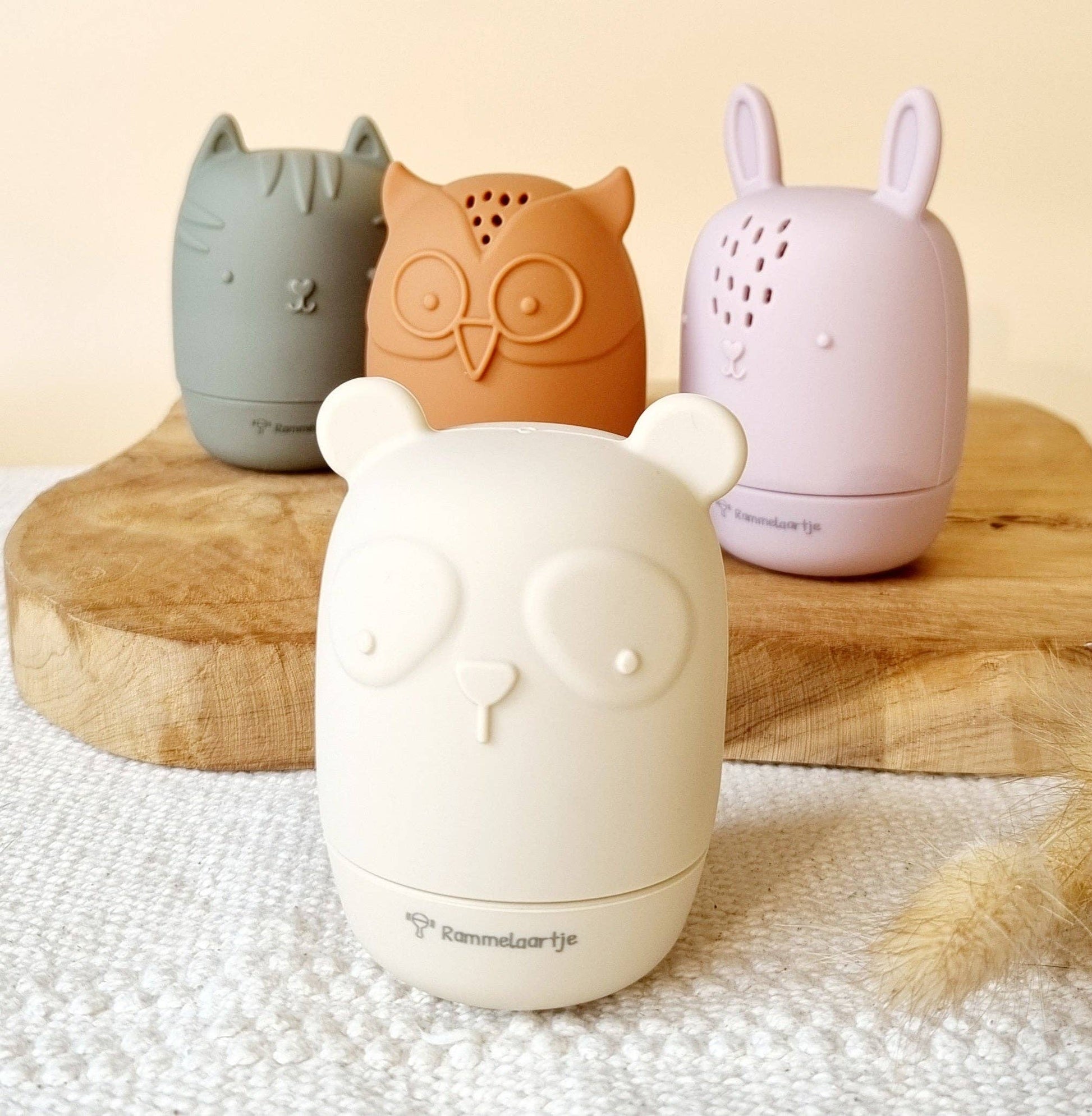 Jouets de bain en silicone (Set de 4) animaux tons naturels - Rammelaartje