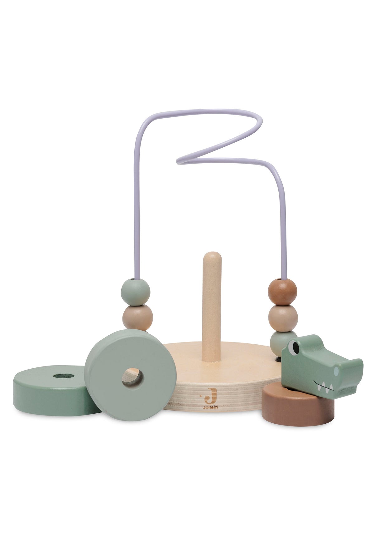 Anneaux en bois vert et perles de motricite pour bebe Jollein