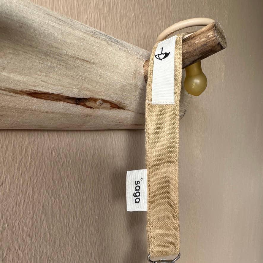 Attache-sucette miel en coton biologique et bois miel - Saga Copenhagen 