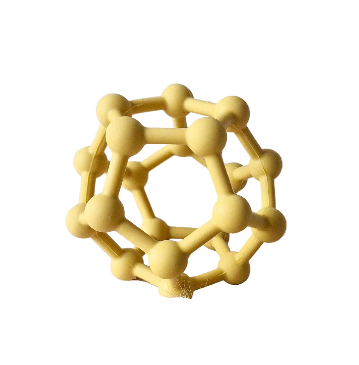 Balle de motricite flexible et anneau de dentition en silicone jaune ocre Rammelaartje