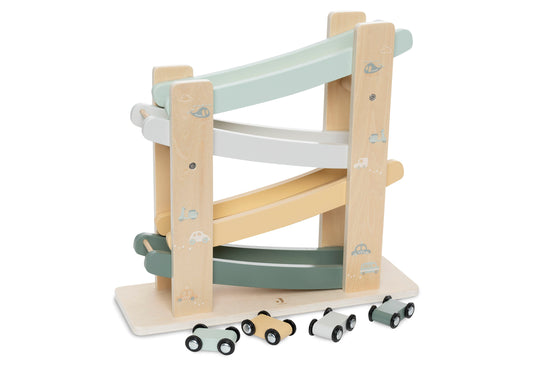 Circuit voiture en bois FSC rampe toboggan On the Go Jollein