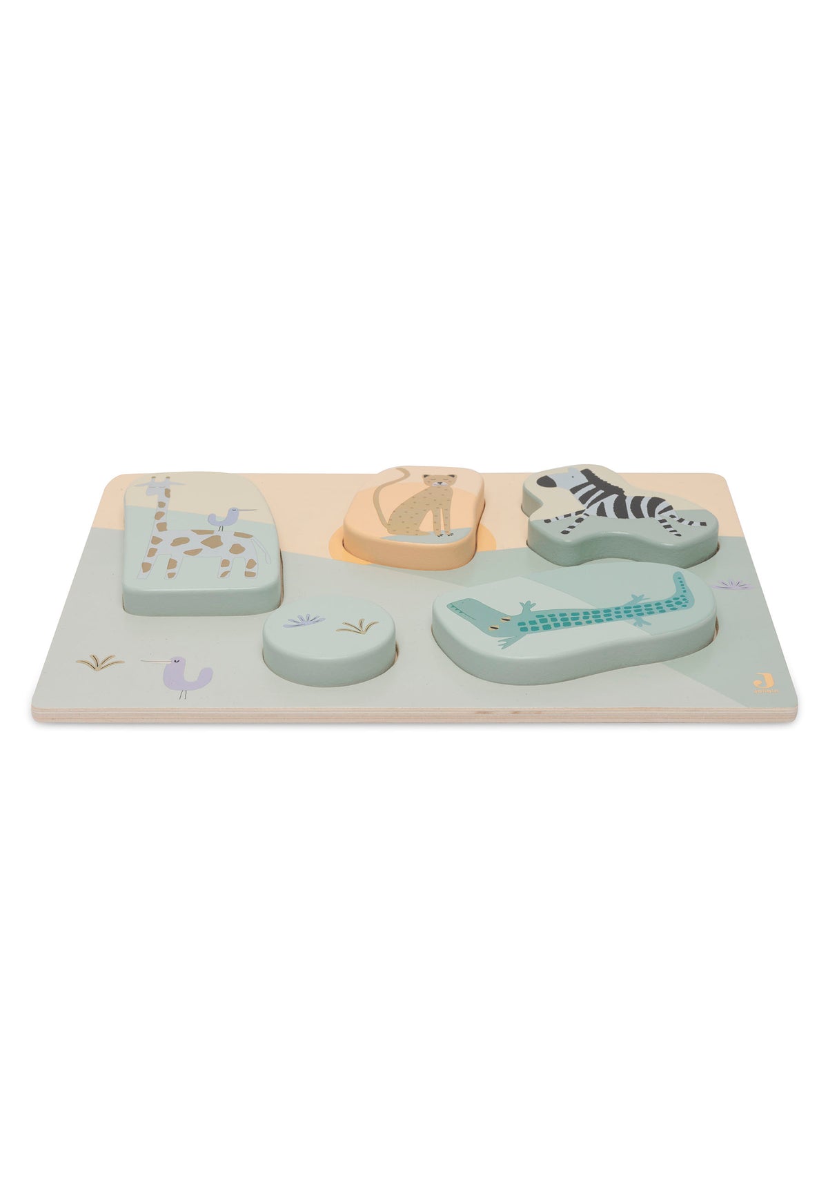Detail epaisseur pieces en bois naturel pour prehension bebe puzzle Jollein
