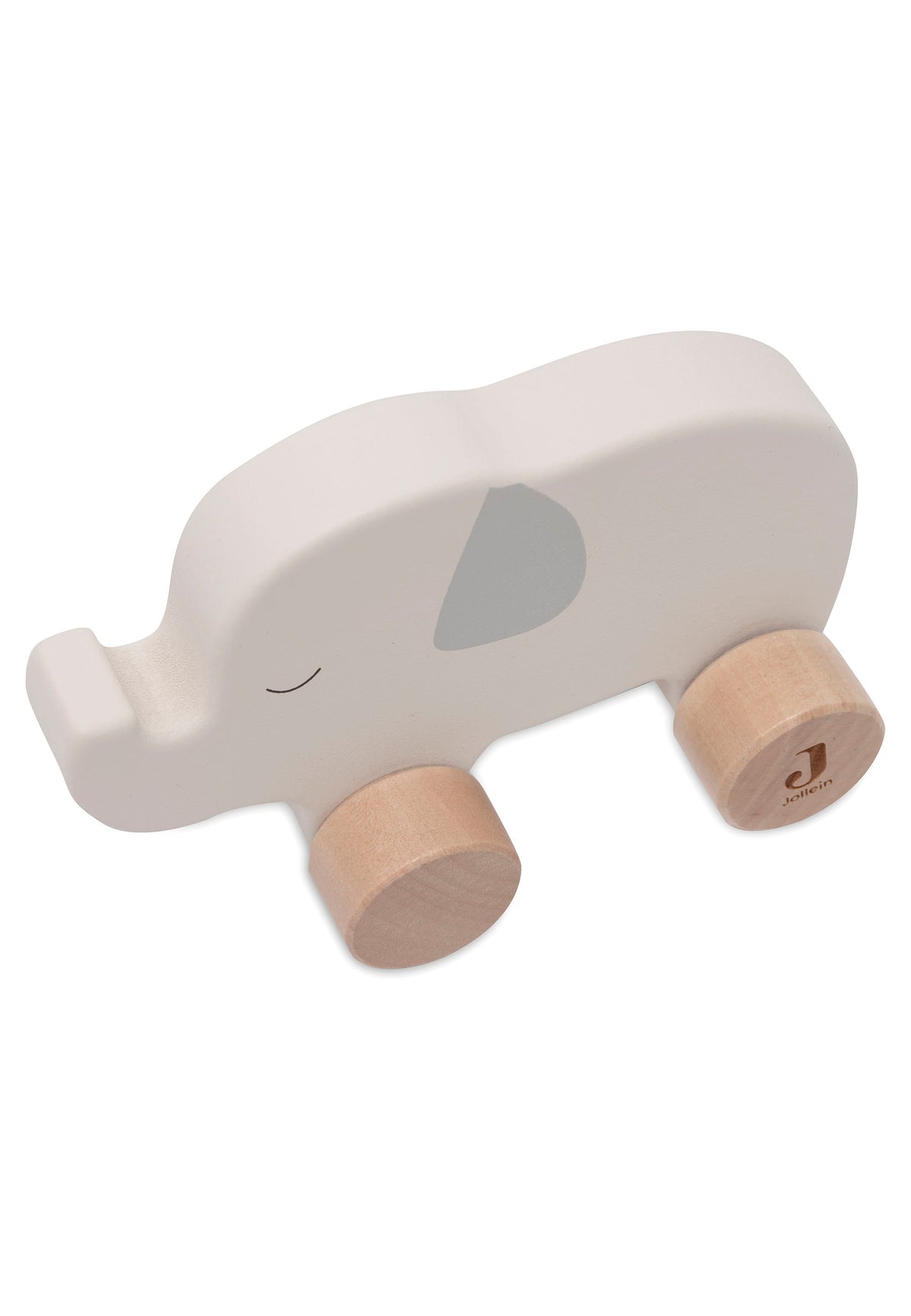 Detail finition et peinture a l eau elephant a roulettes en bois Jollein