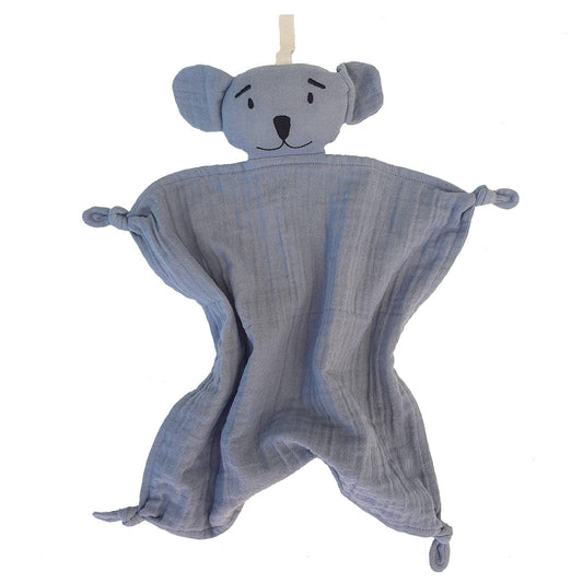 Doudou lange plat koala en coton bio certifie GOTS bleu gris Tradewinds Summerville