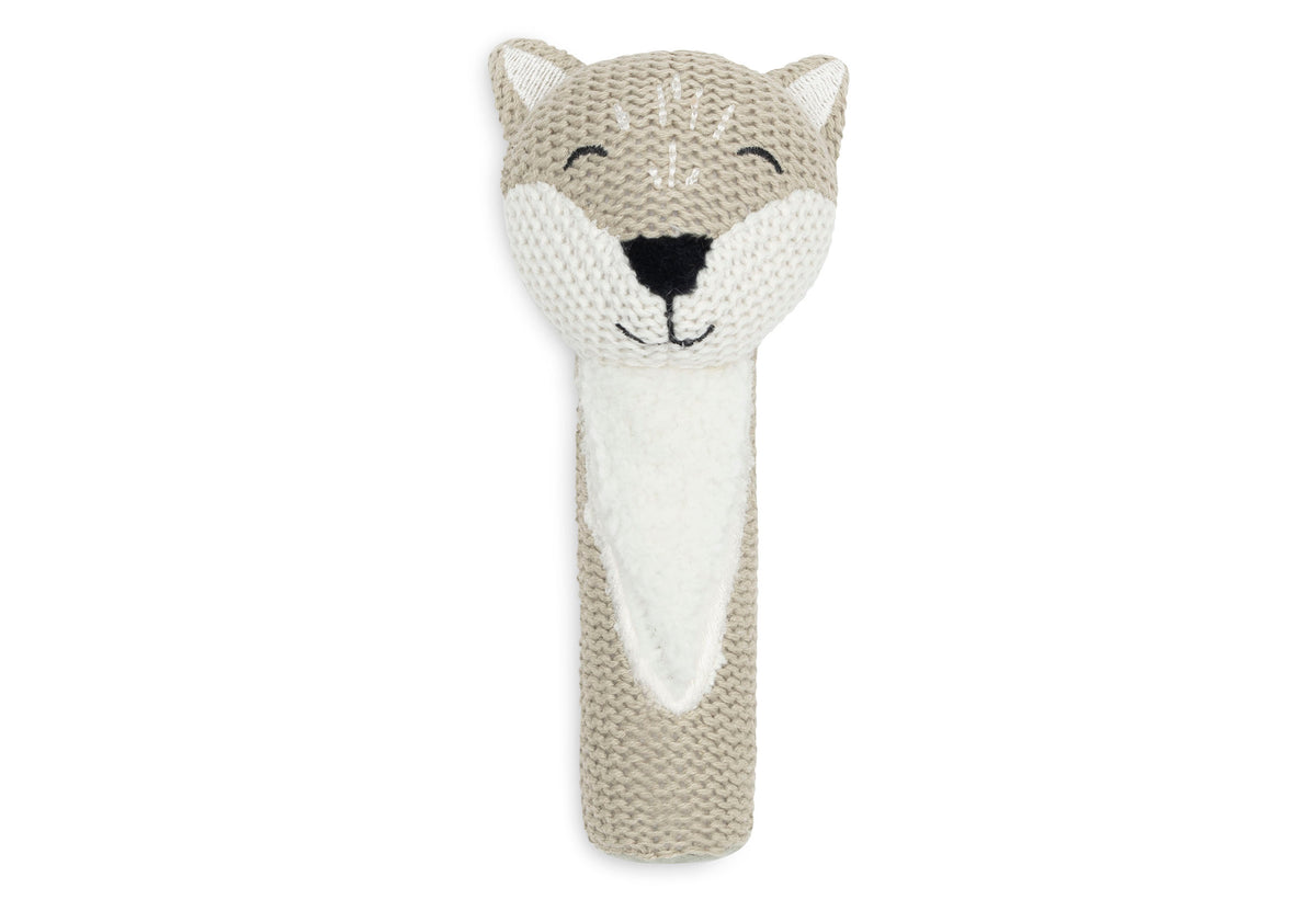 Hochet bebe renard en maille de coton doux avec grelot Jollein
