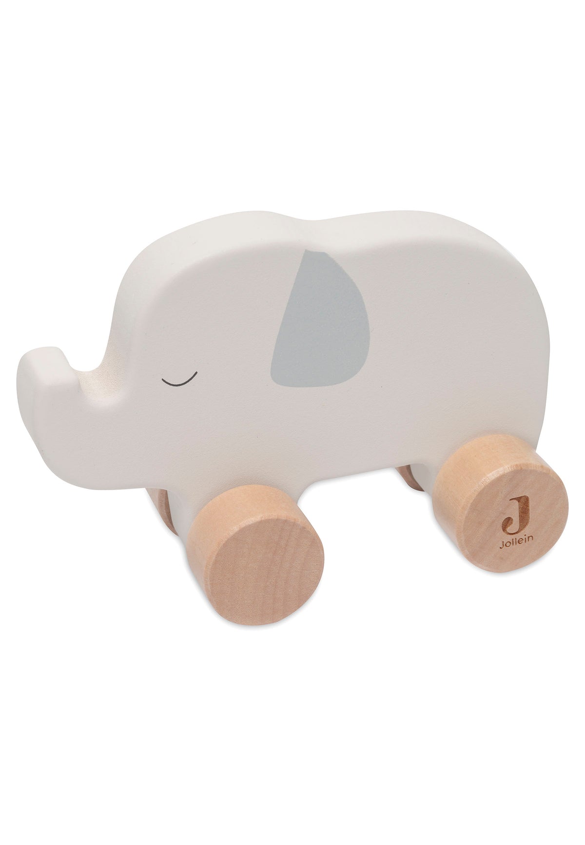 Jouet a pousser elephant en bois naturel avec roulettes Jollein
