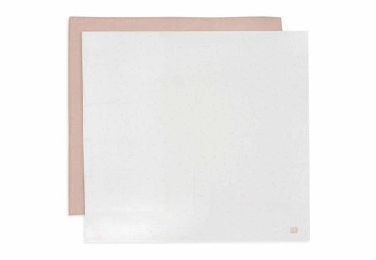 Lot de 2 langes jollein 115×115cm gaze de coton twinkling wild rose