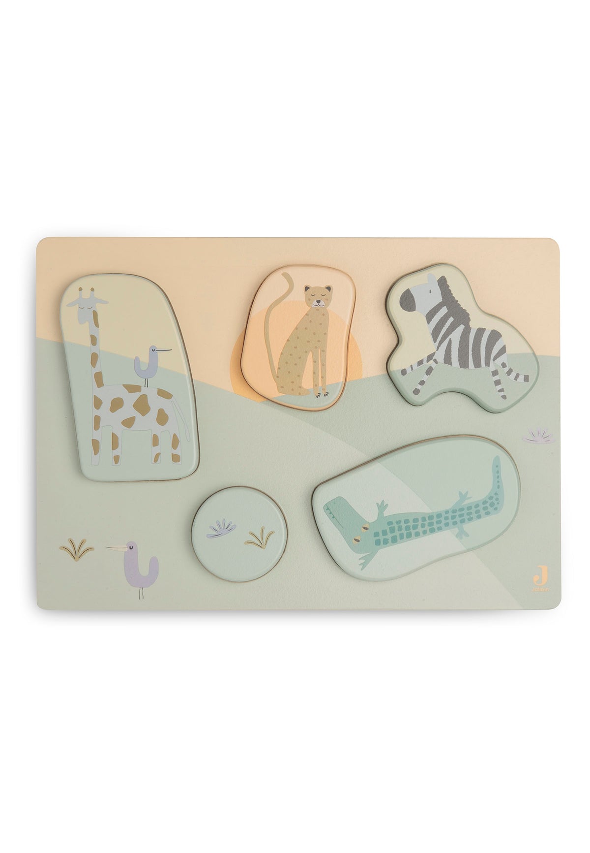 Puzzle encastrement en bois FSC 5 animaux Jungle Jambo Jollein
