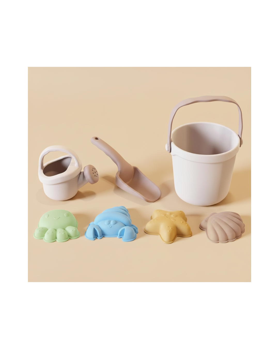 Set de plage en silicone 7 pièces beige durable et sain