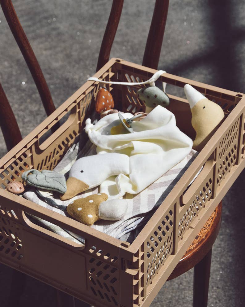 Doudou oie en coton Bio avec attache sucette - couleur crème - dès la naissance - Saga Copenhagen