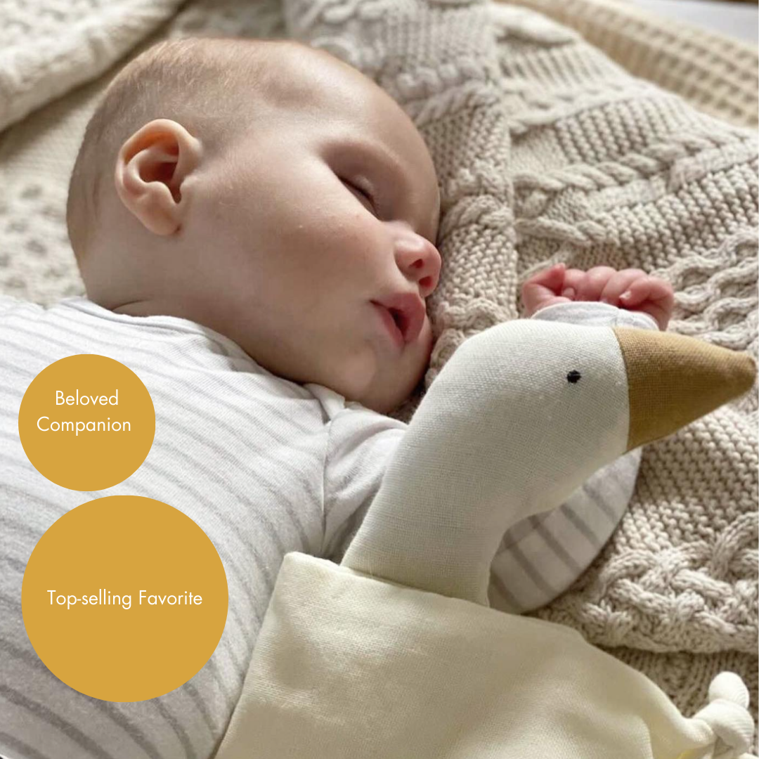 Doudou oie en coton Bio avec attache sucette - couleur crème - dès la naissance - Saga Copenhagen
