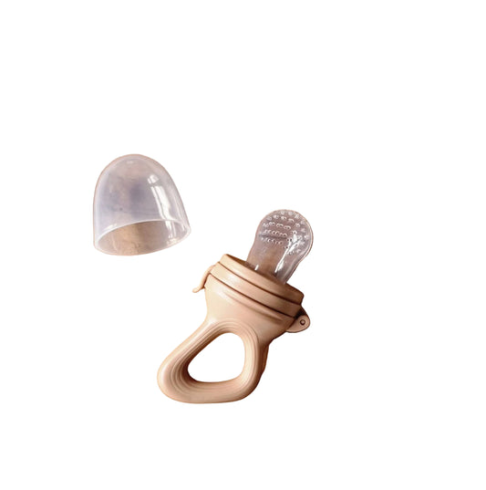 Grignoteuse bébé en silicone sucette distributeur de fruits marron doux - Rammelaartje