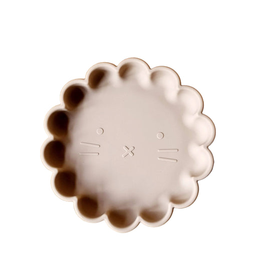 Assiette en silicone avec ventouse lion sable - Rammelaartje