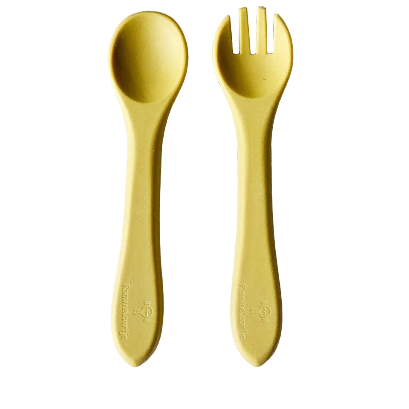 Set de couverts d'apprentissage en silicone (Cuillère & Fourchette) - Ocre rammelaartje