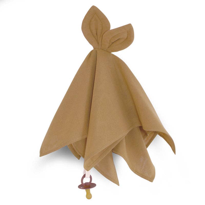 Doudou plat en coton bio avec attache sucette Miel - Saga Copenhagen