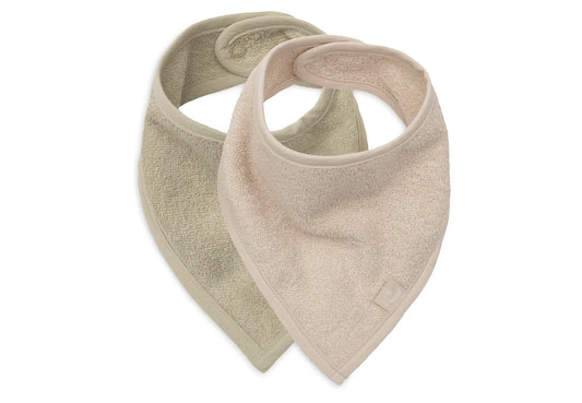 Lot de 2 bavoirs bandana Soft Matcha et Sand en coton Jollein