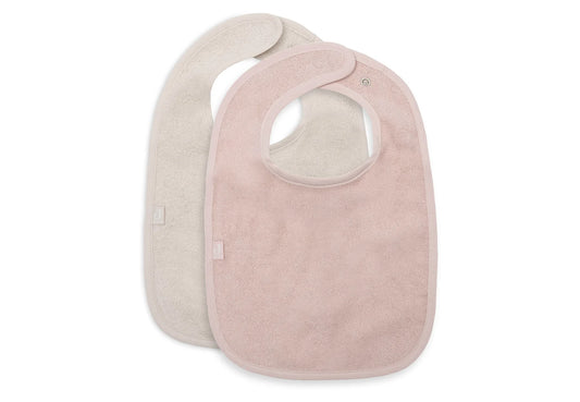 Lot de 2 bavoirs éponge avec pression Silk Rose et Sand Jollein