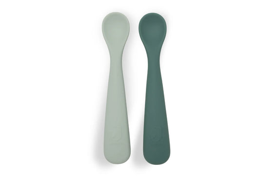 lot de 2 cuilleres bébé en silicone souple jollein jade shades