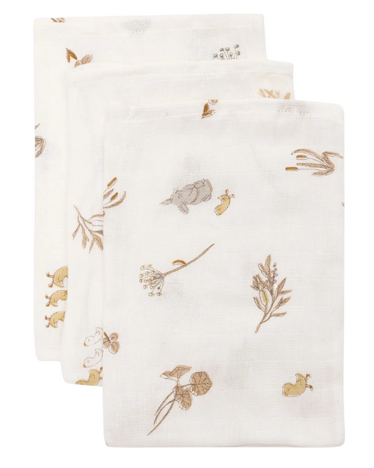 lot de 3 gants de toilette jollein riverside gaze de coton