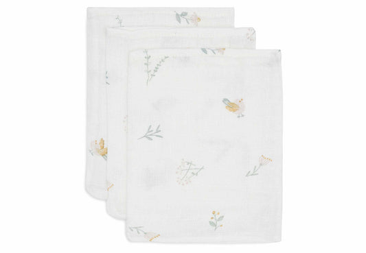 lot de 3 gants de toilette jollein lovely birds gaze coton 