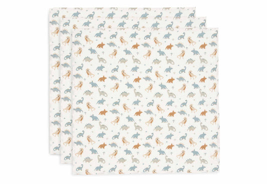 lot langes jollein roarsome dinosaure 70x70cm gaze de coton