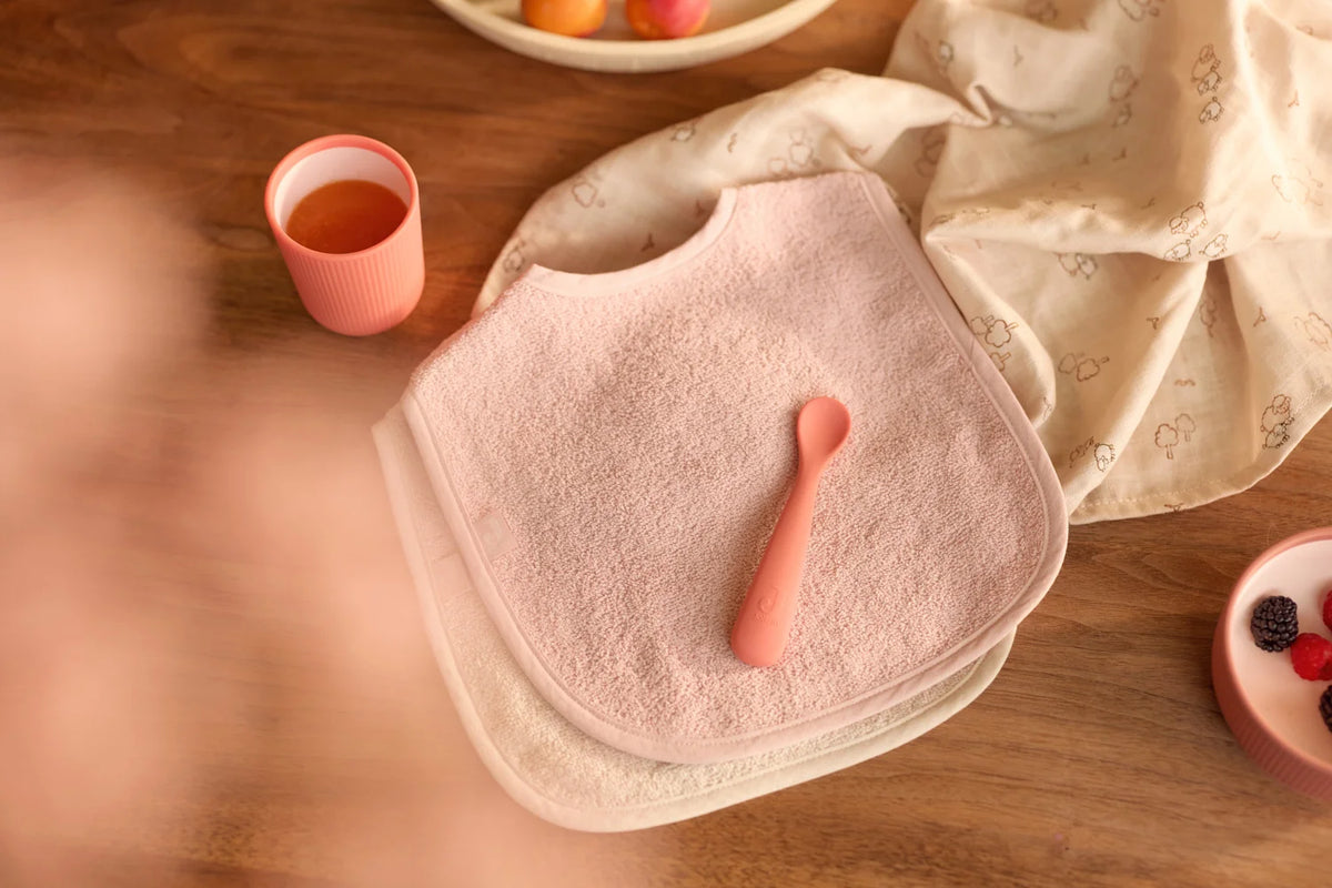 Lot de 2 bavoirs éponge avec pression Silk Rose et Sand Jollein