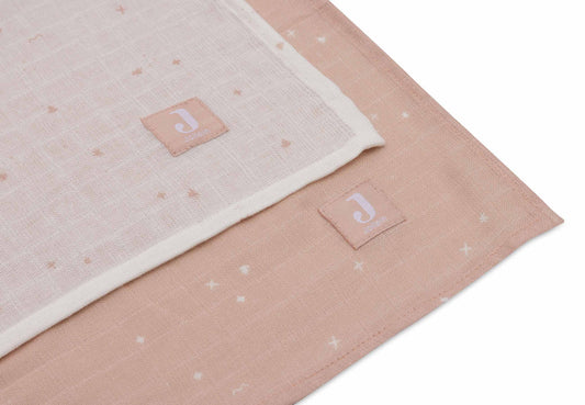 Maxi-langes bébé en gaze de coton bio Twinkling wild rose 115x115cm (Lot de 2) – Jollein