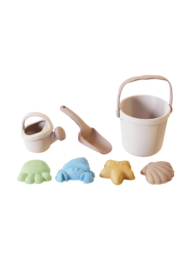 Set de plage 7 pièces en silicone beige durable et sain Skovlia