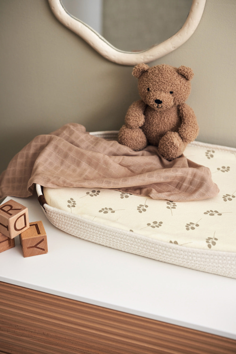 Housse matelas à langer en jersey 50x70cm twig olive green jollein