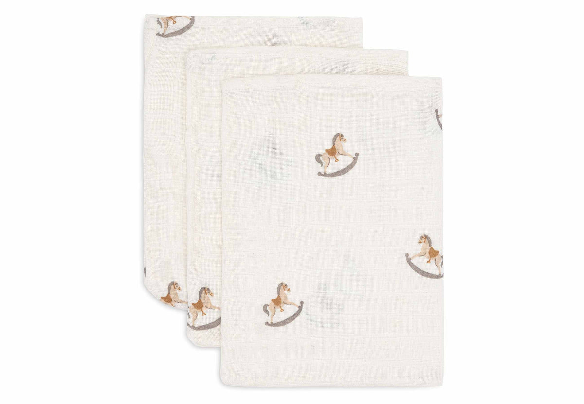 Lot de 3 gants de toilette 15×20cm en gaze de coton nostalgic ride jollein