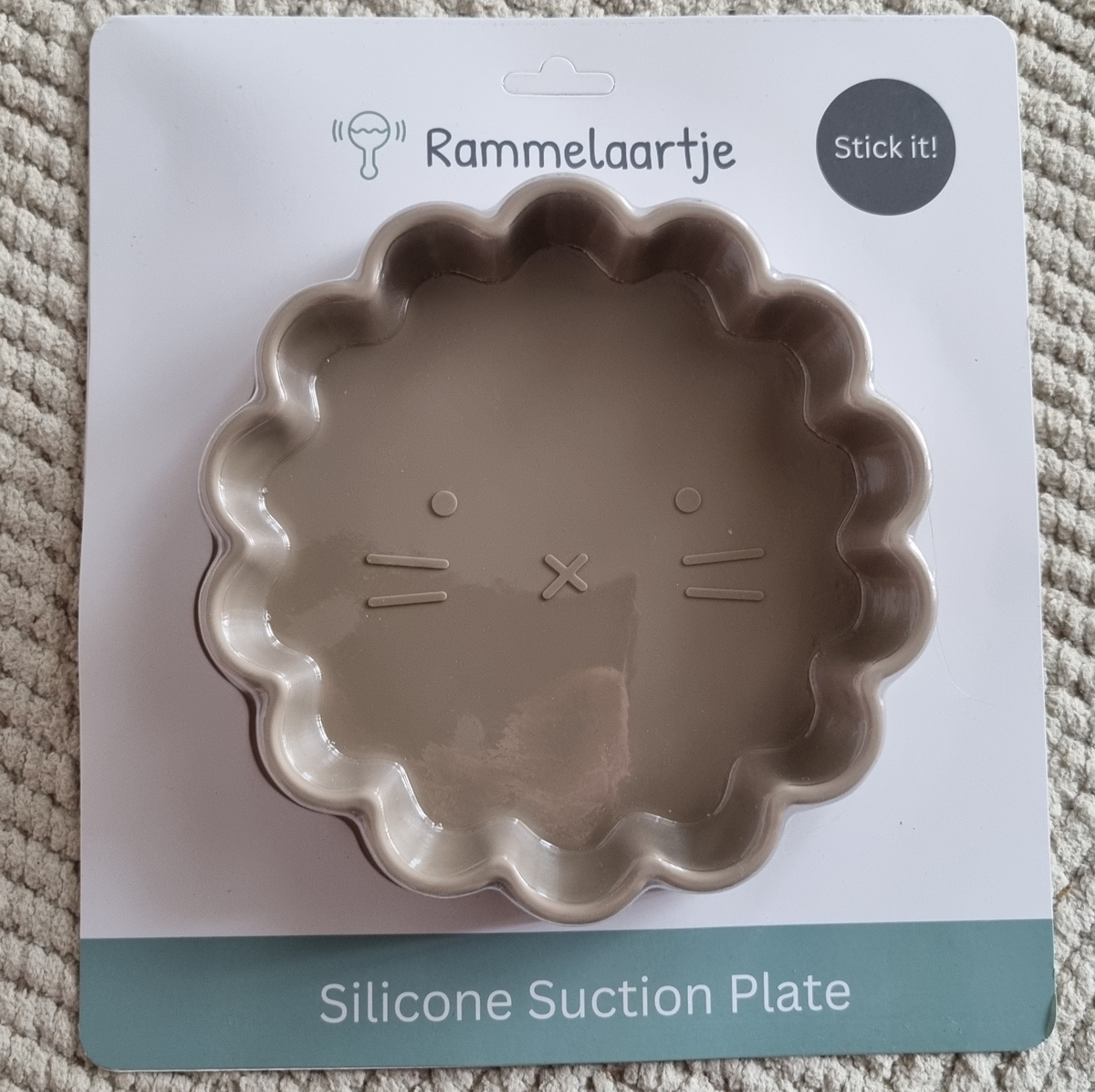 Assiette en silicone avec ventouse sans BPA phtalates PVC lion (Ø 17 cm) sable Rammelaartje